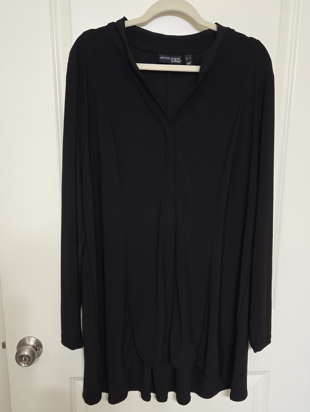 Attitudes by Renee Black  V-Neck Long Sleeve Top